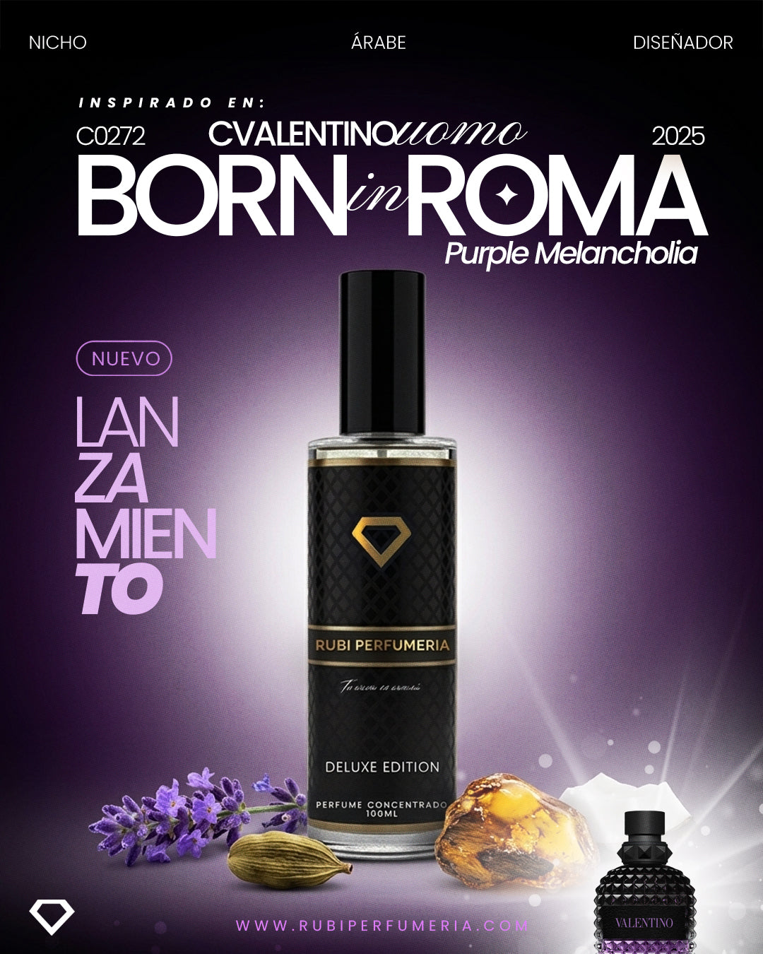 C0272 INSPIRADO EN VALENTINO UOMO BORN IN ROMA PURPLE MELANCHOLIA